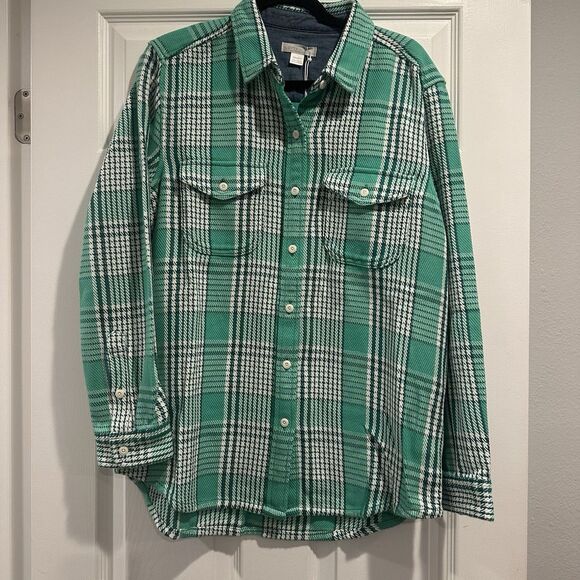 Outerknown Blanket Shirt Women’s Size M/L Button Shacket Green Oversized NWT - Picture 1 of 5